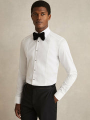 Reiss | Slim Fit Cotton Marcella Tuxedo Shirt in White
