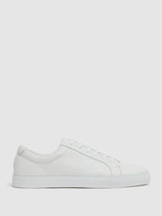 Reiss | Tumbled-Leather Low-Top Trainers in White