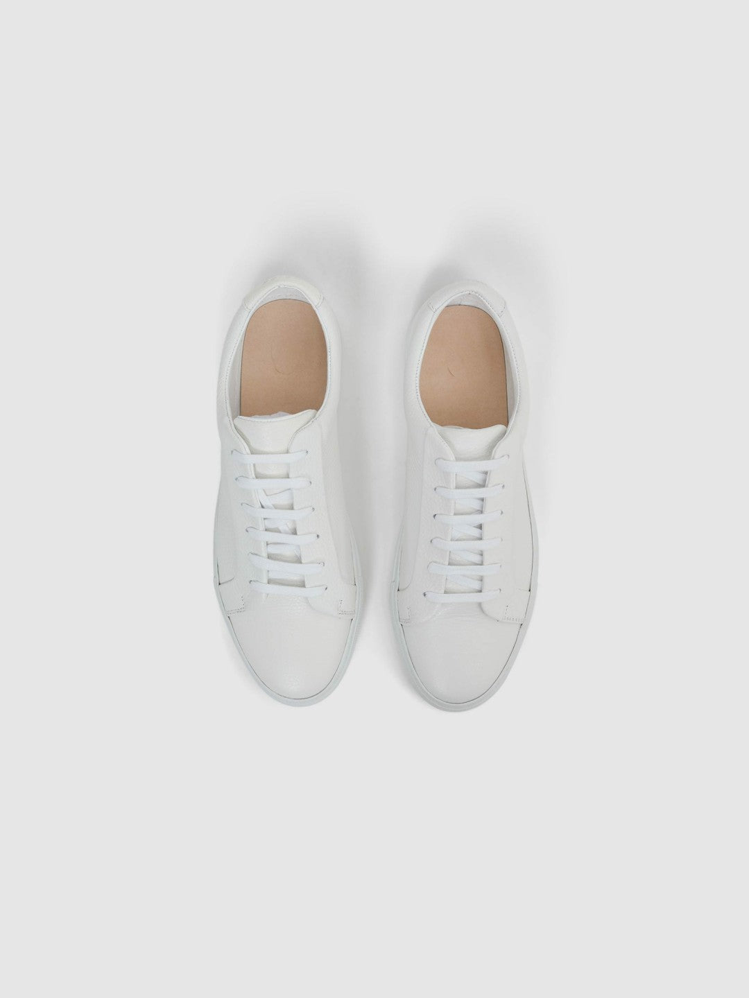 Reiss | Tumbled-Leather Low-Top Trainers in White