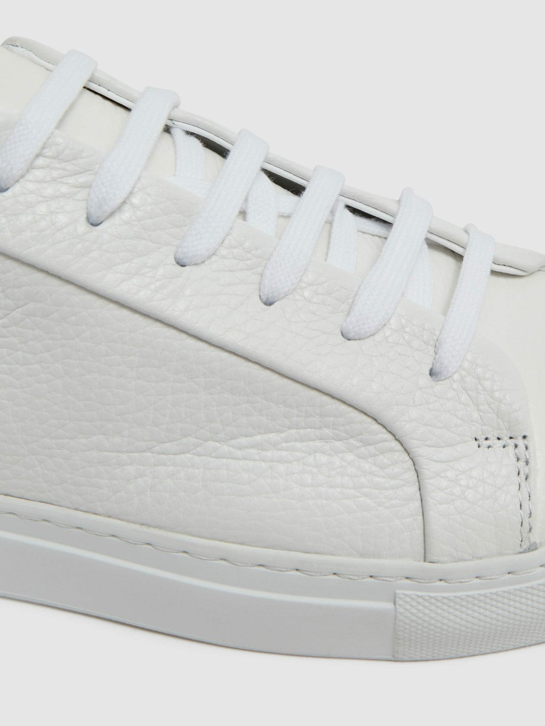 Reiss | Tumbled-Leather Low-Top Trainers in White