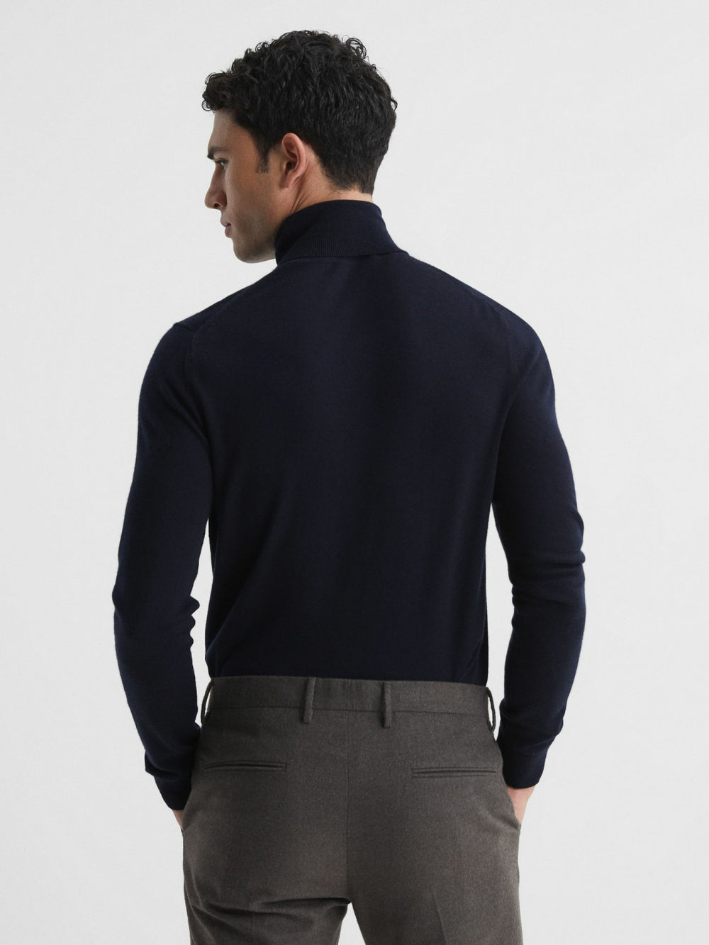 Reiss | Slim Fit Merino Wool Roll Neck Jumper in Navy