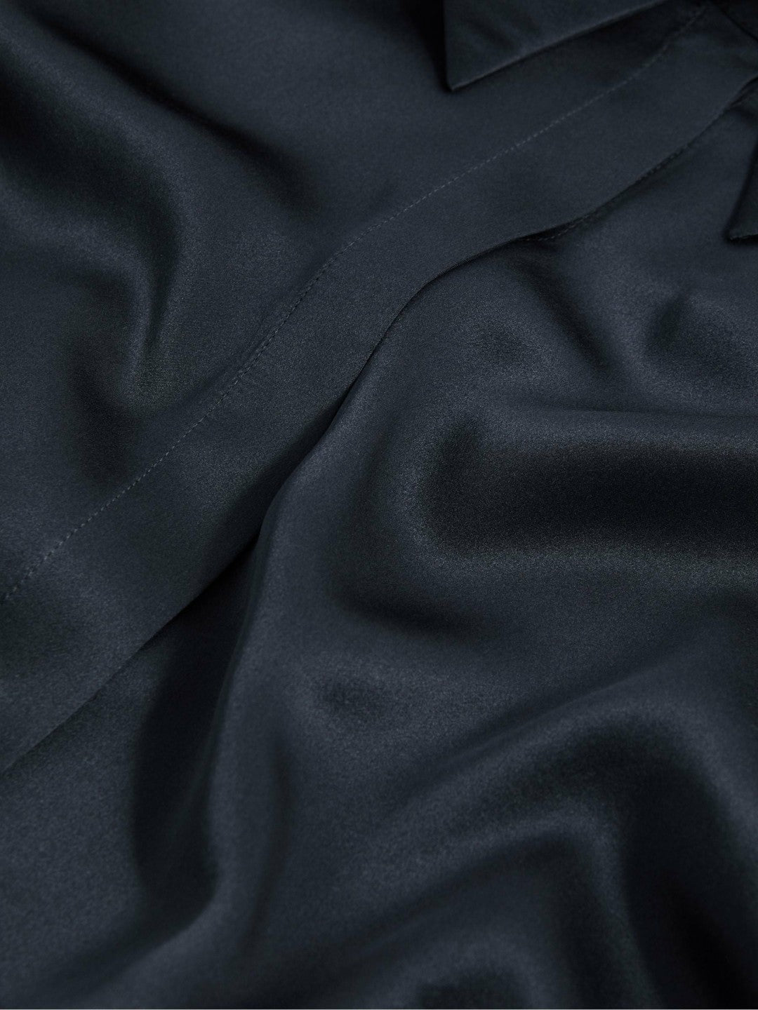 Reiss | Silk Double-Cuff Button-Through Shirt in Navy