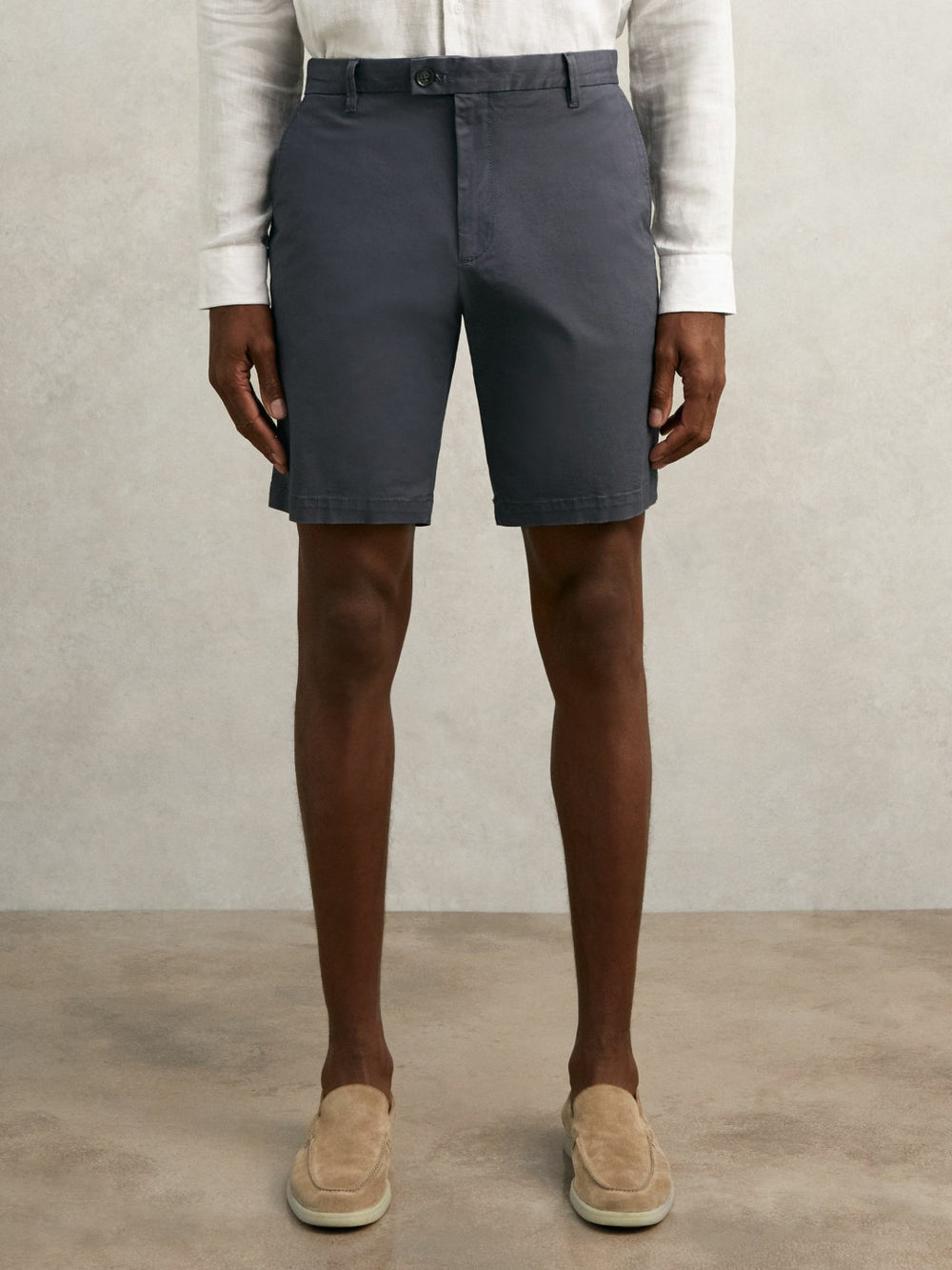 Reiss | Cotton Chino Shorts with Stretch in Airforce Blue