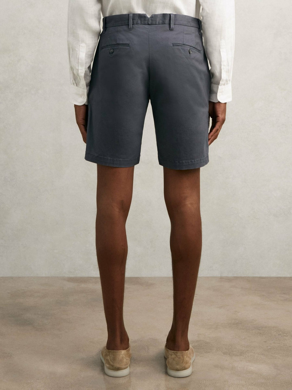 Reiss | Cotton Chino Shorts with Stretch in Airforce Blue