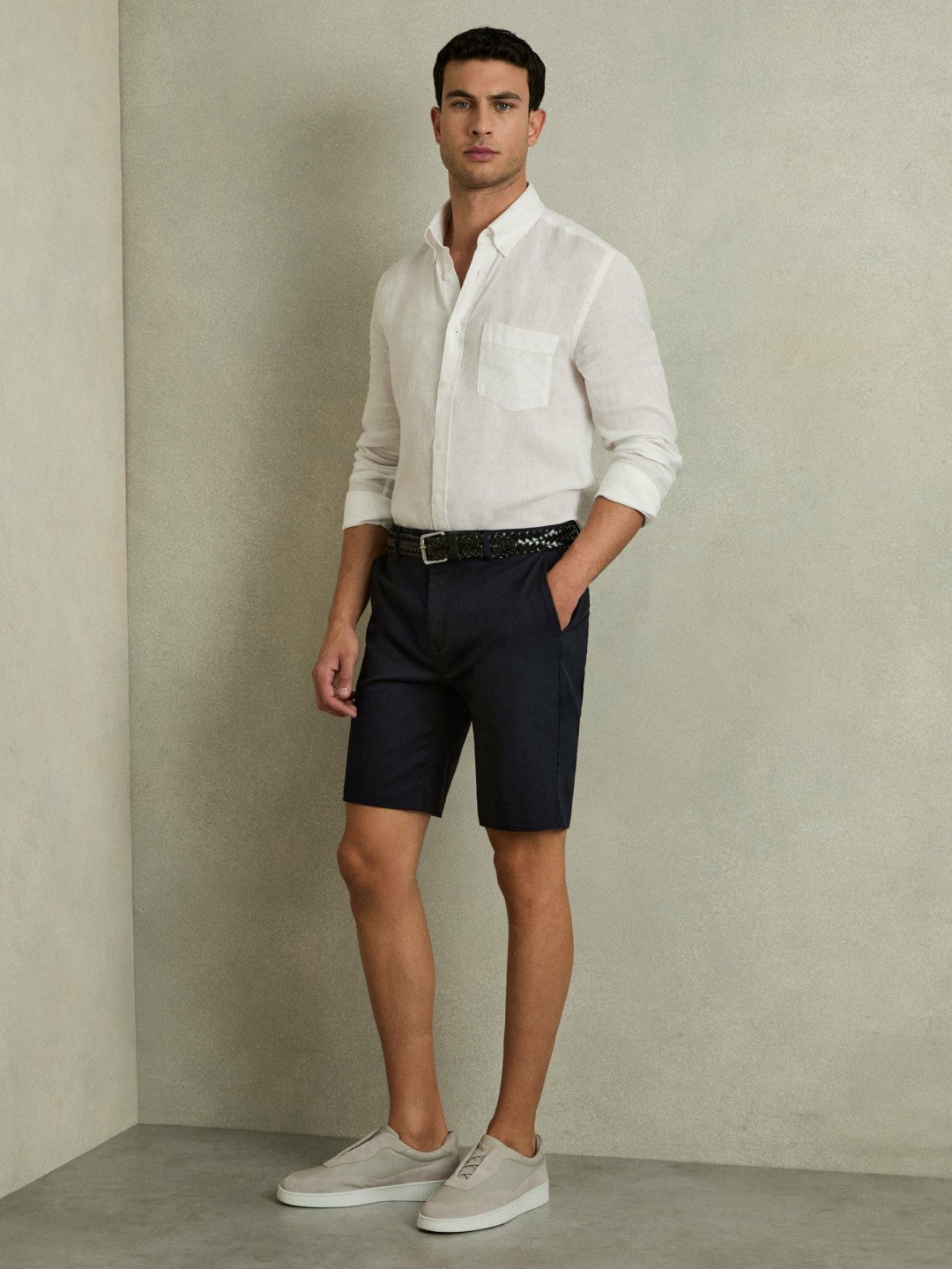 Reiss | Cotton Chino Shorts with Stretch in Navy