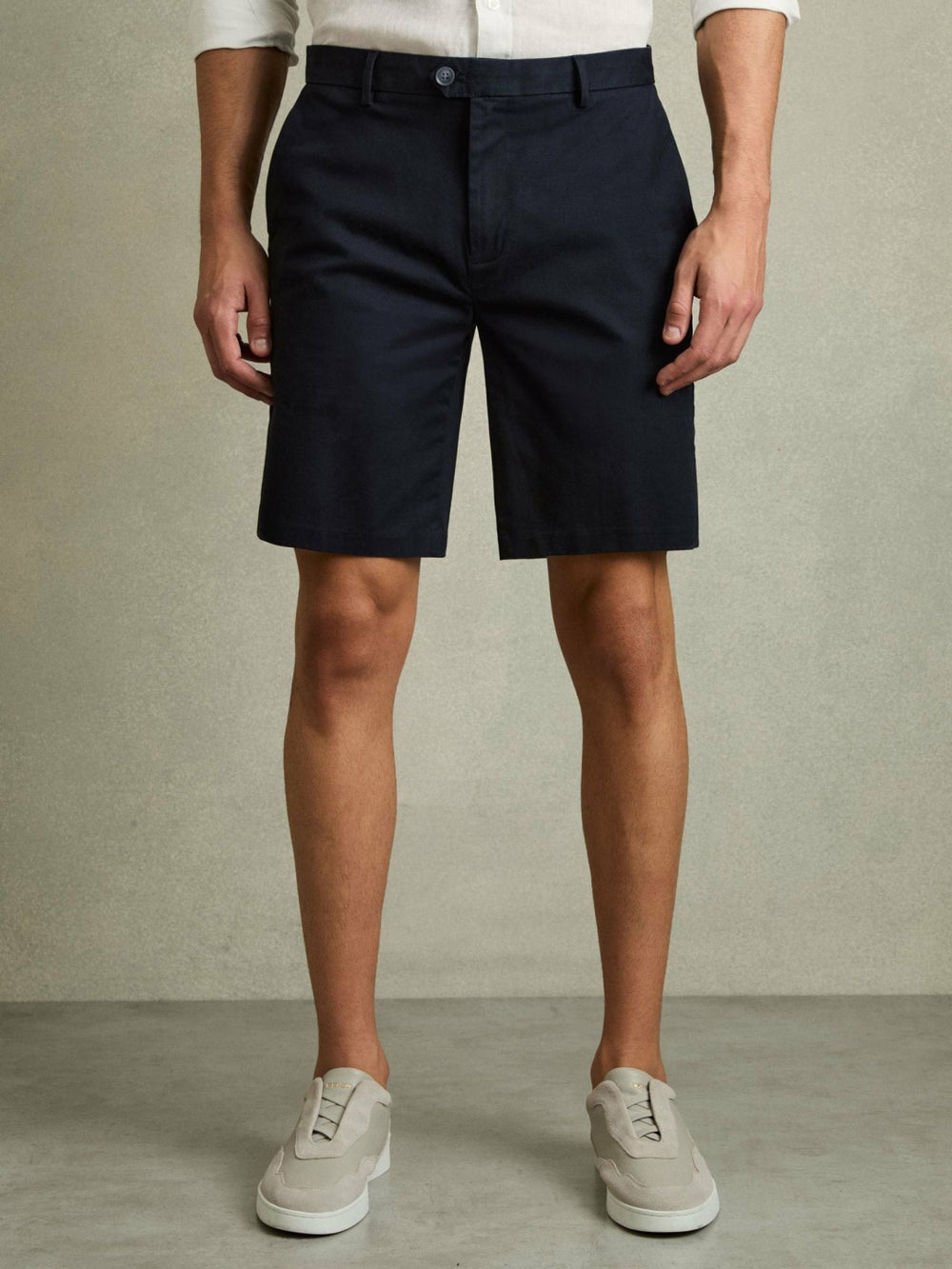 Reiss | Cotton Chino Shorts with Stretch in Navy