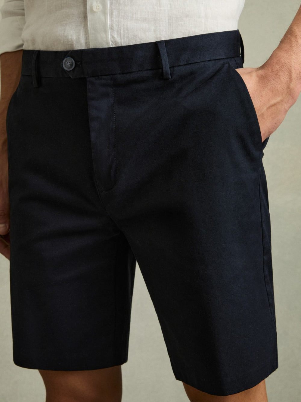 Reiss | Cotton Chino Shorts with Stretch in Navy