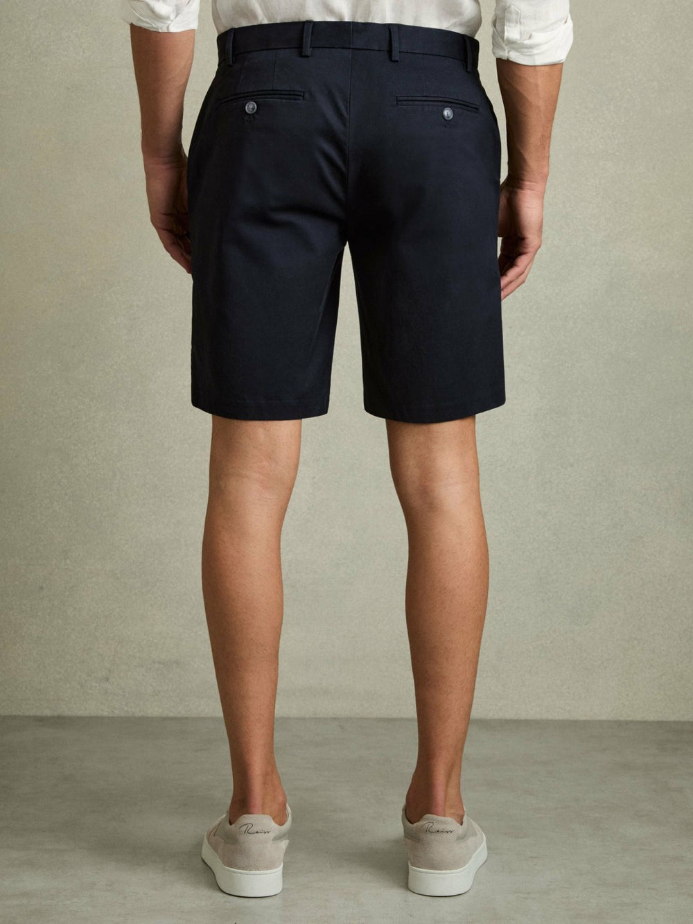 Reiss | Cotton Chino Shorts with Stretch in Navy