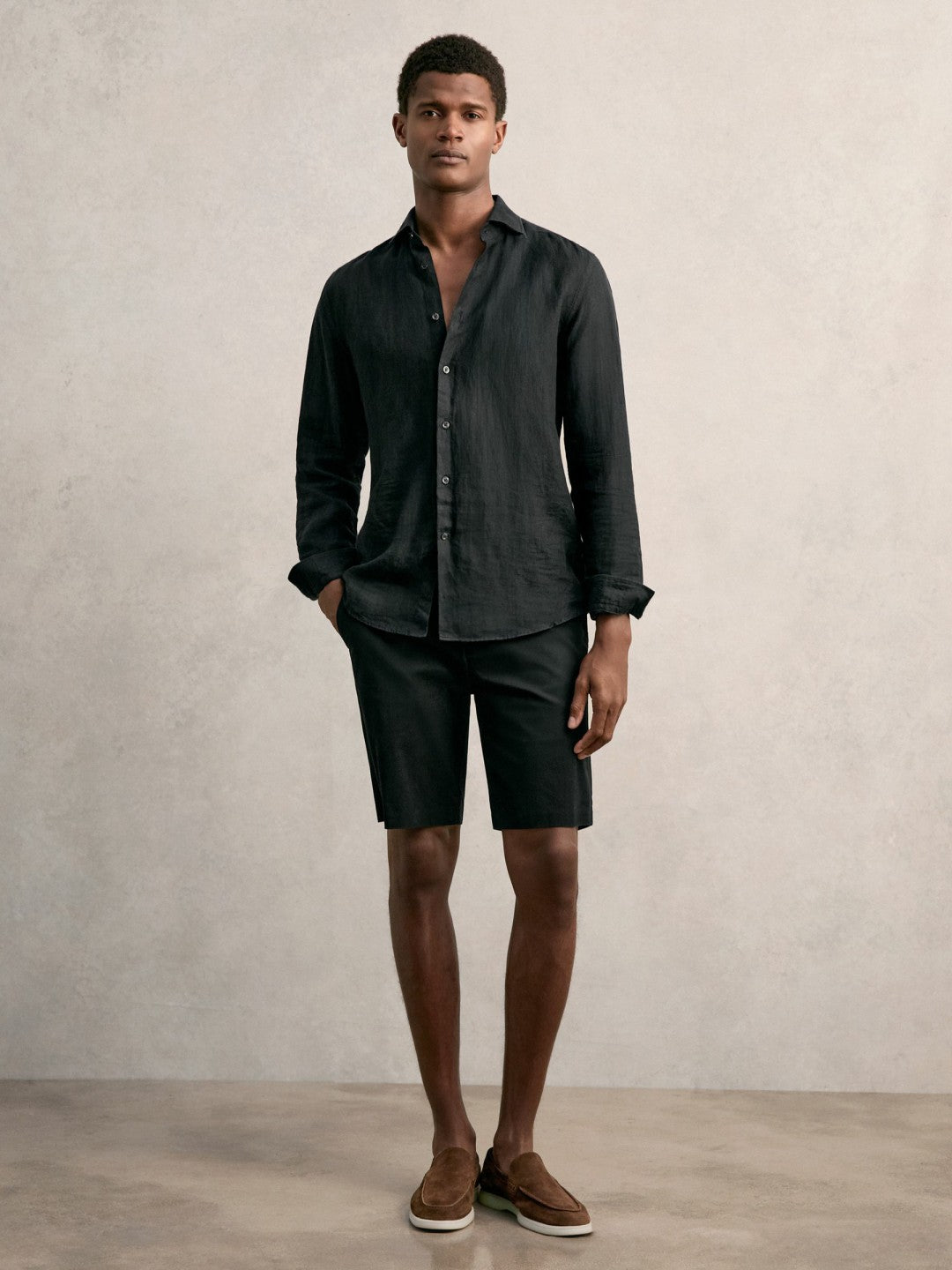 Reiss | Cotton Chino Shorts with Stretch in Black
