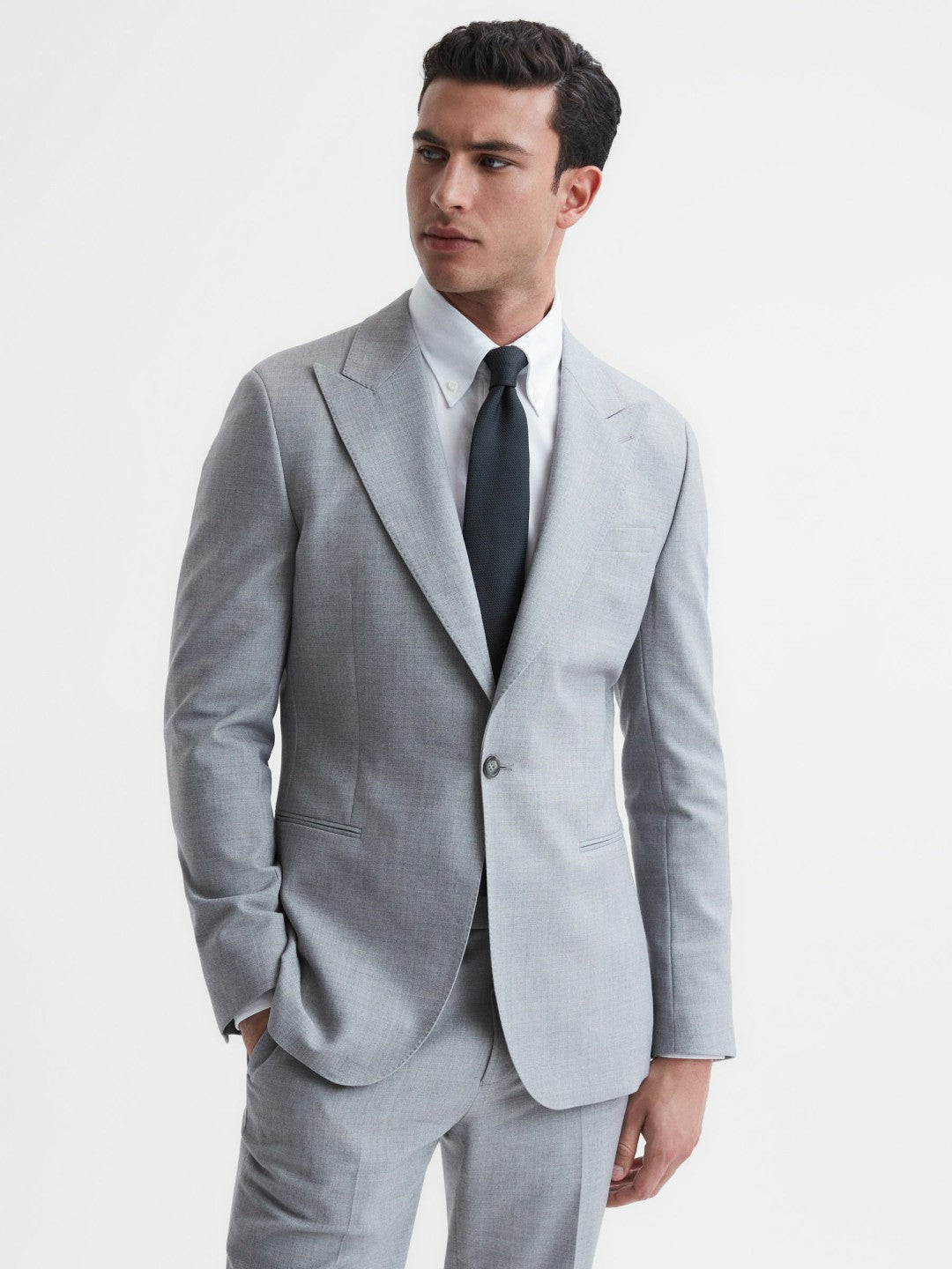 Reiss | Textured Silk Blend Tie in Navy