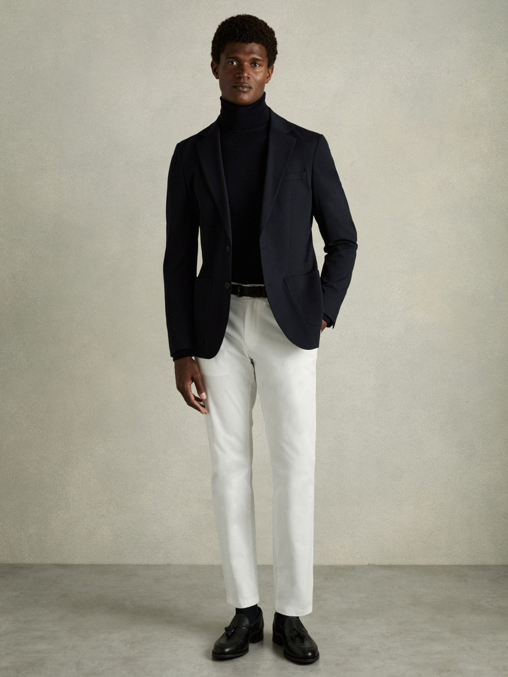 Reiss | Slim Fit Washed Cotton Blend Chinos in White