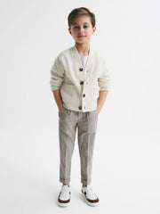 Reiss | 9-14 yrs Relaxed Elasticated Trousers with Turn-Ups in Taupe