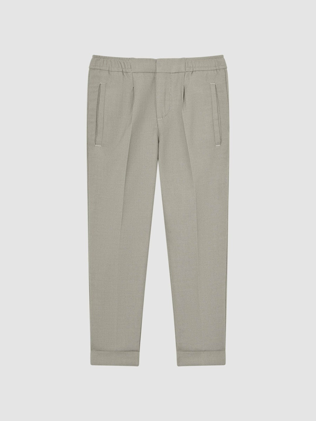 Reiss | 9-14 yrs Relaxed Elasticated Trousers with Turn-Ups in Taupe