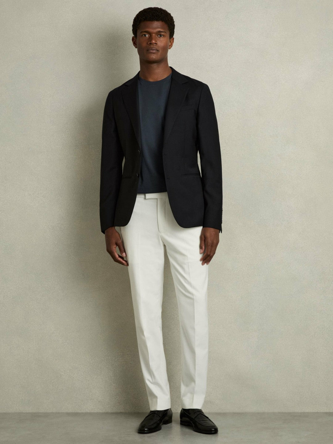 Reiss | Cotton Crew Neck T-Shirt in Airforce Blue