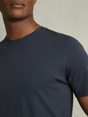 Reiss | Cotton Crew Neck T-Shirt in Airforce Blue