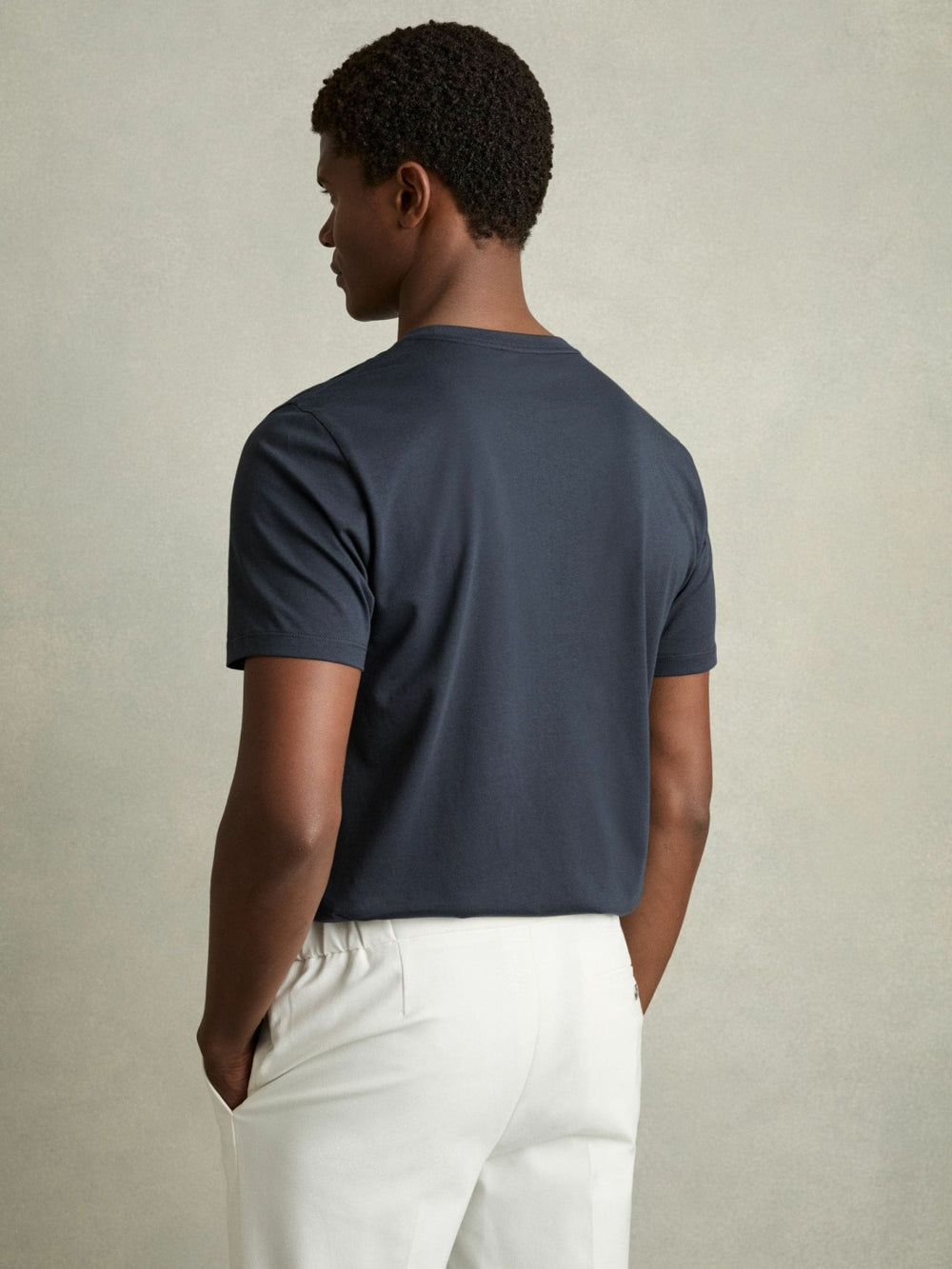 Reiss | Cotton Crew Neck T-Shirt in Airforce Blue