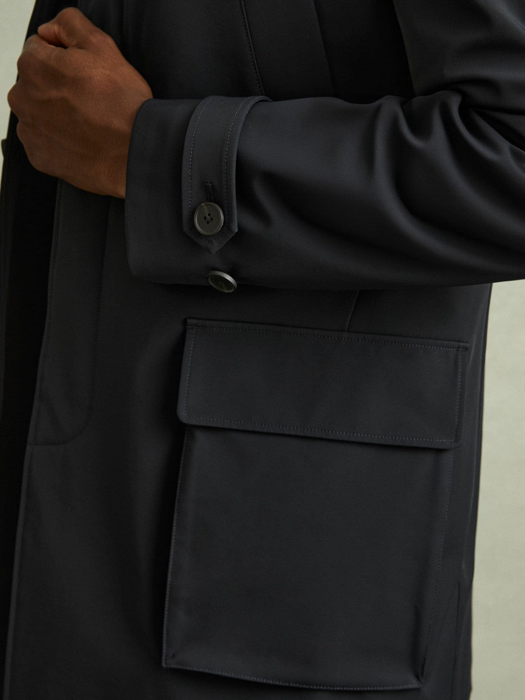 Reiss | Hybrid Removable Funnel Neck Overcoat in Navy