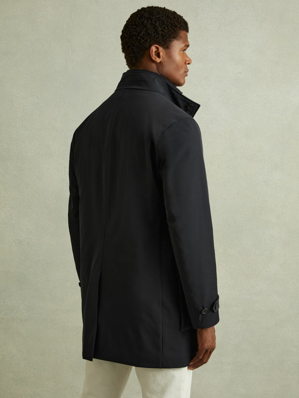 Reiss | Hybrid Removable Funnel Neck Overcoat in Navy