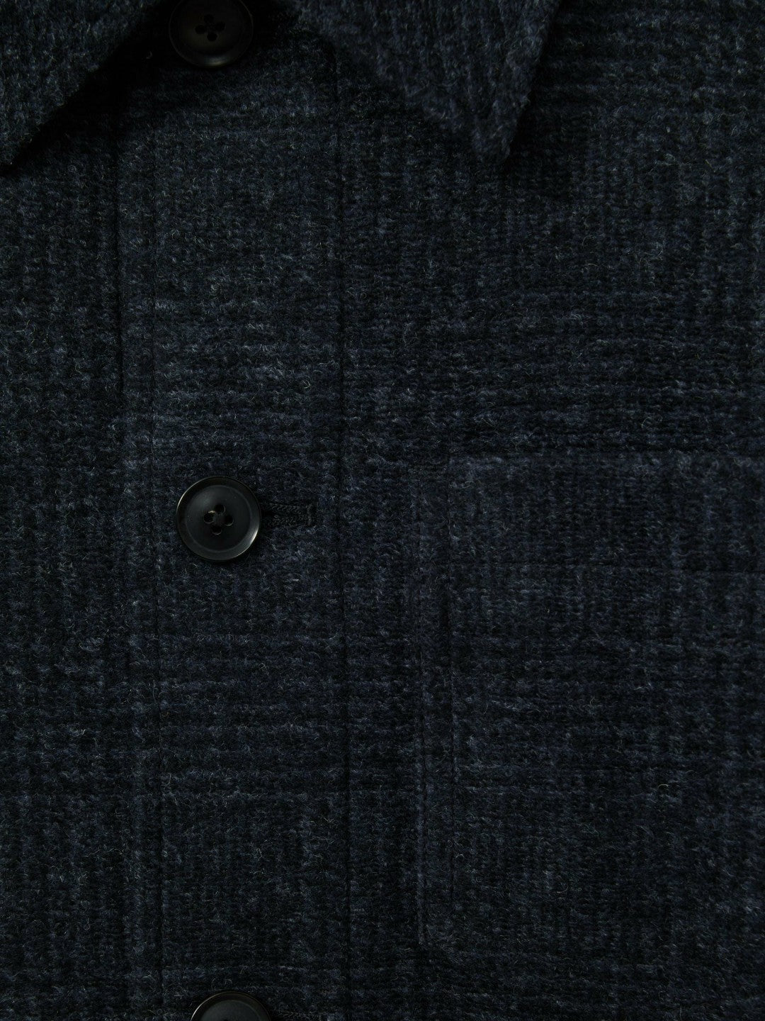 Reiss | Checked Button Through Worker Jacket in Navy Melange