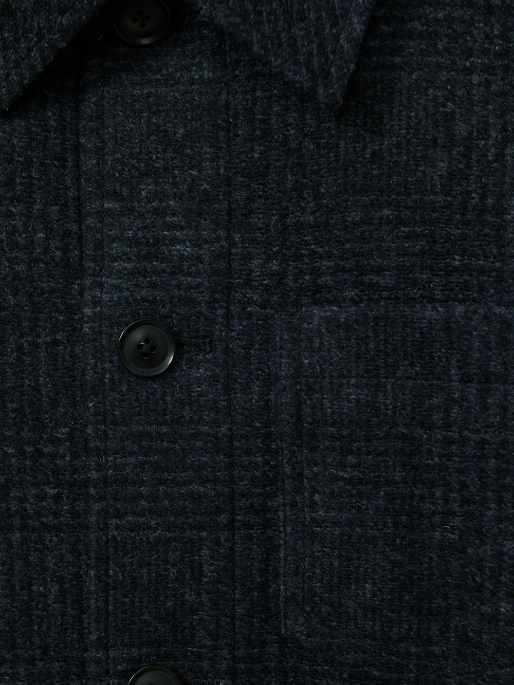 Reiss | Checked Button Through Worker Jacket in Navy Melange