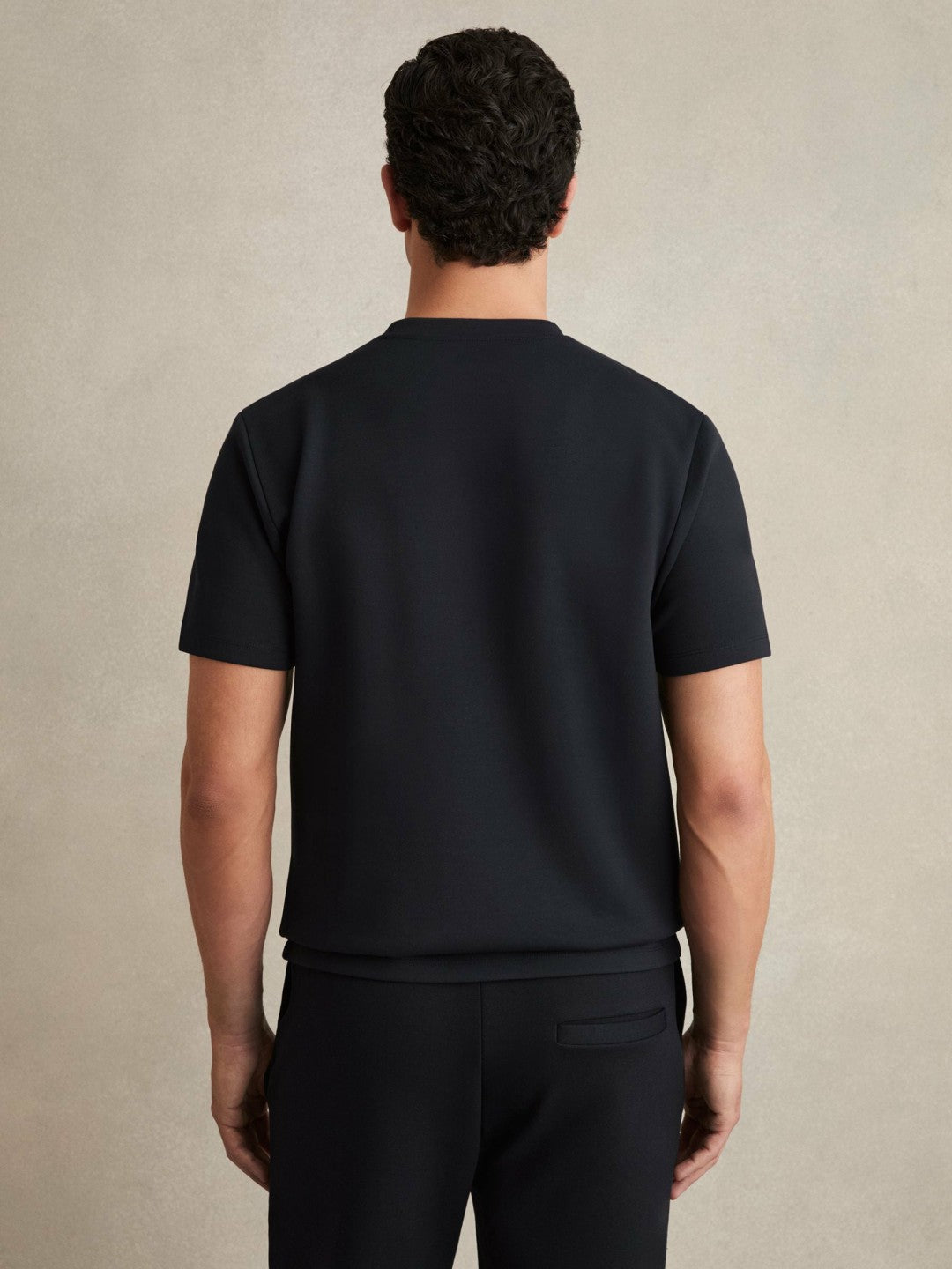 Reiss | Interlock Jersey Crew Neck T-Shirt in Navy Blue