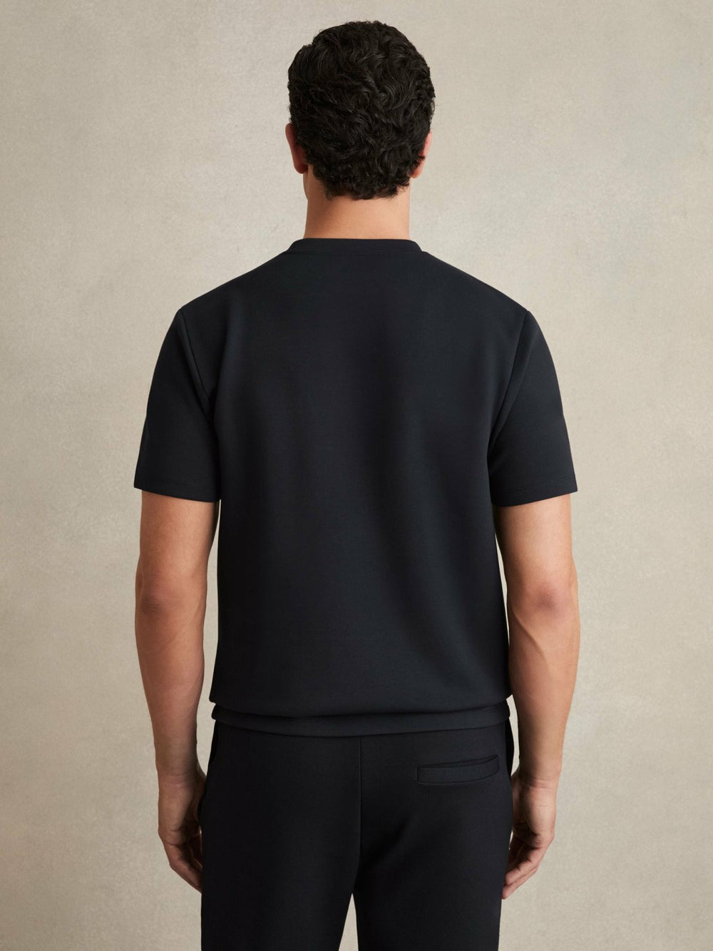 Reiss | Interlock Jersey Crew Neck T-Shirt in Navy Blue
