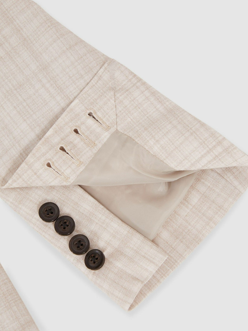 Reiss | Double-Breasted Check Suit Blazer Regular-Fit in Stone