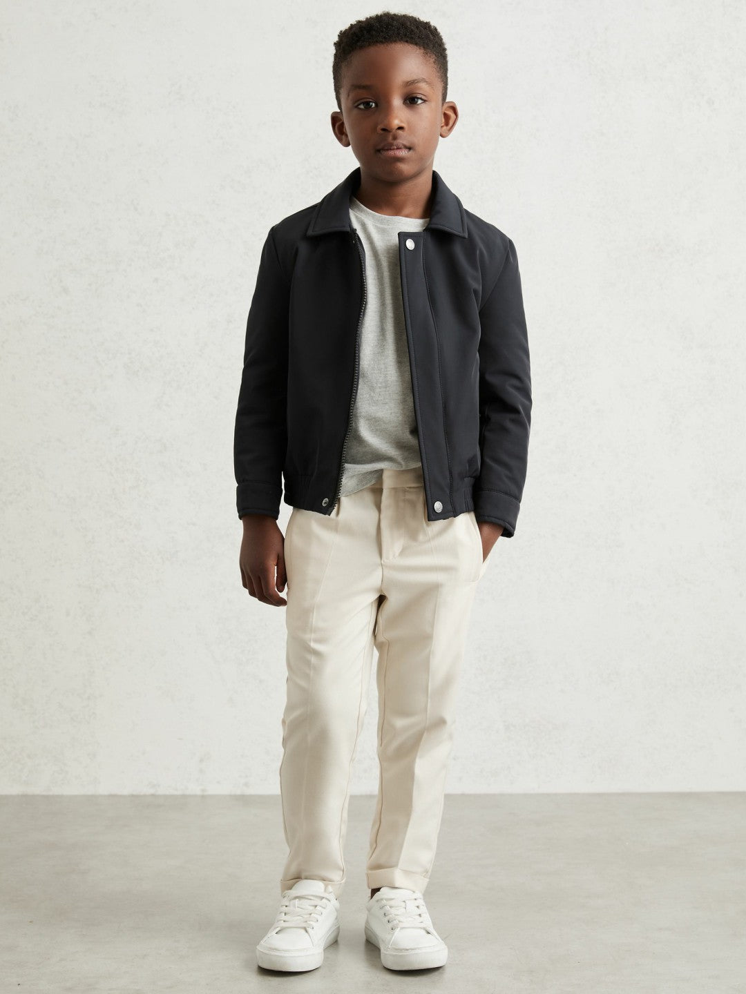 Reiss | 13-14 yrs Zip Through Harrington Jacket in Blue