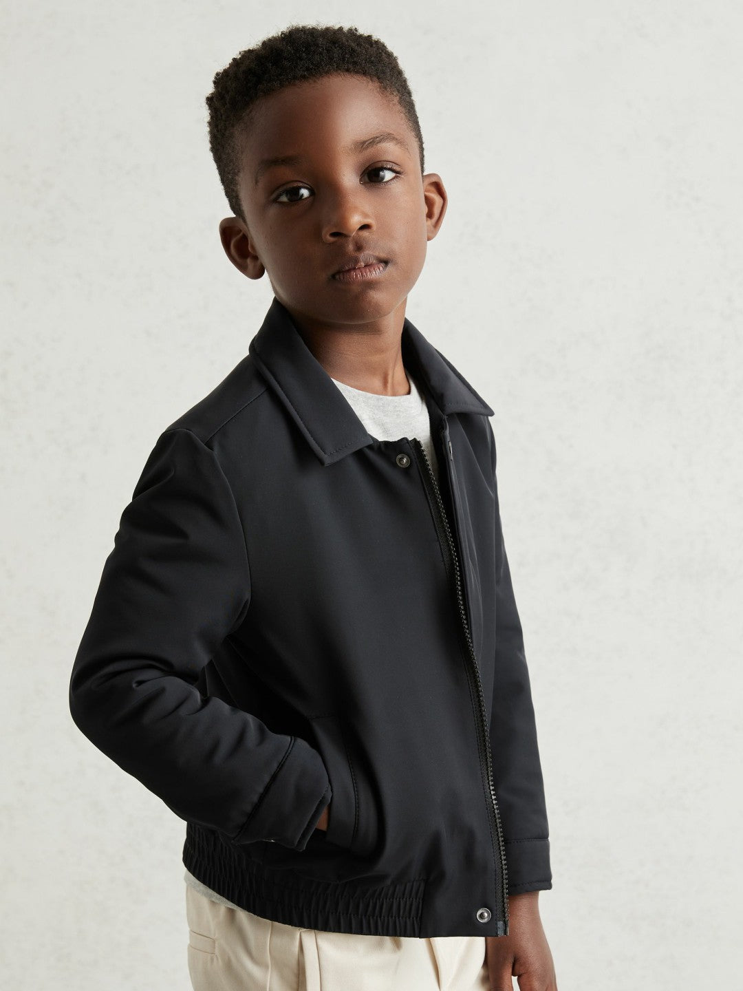 Reiss | 13-14 yrs Zip Through Harrington Jacket in Blue