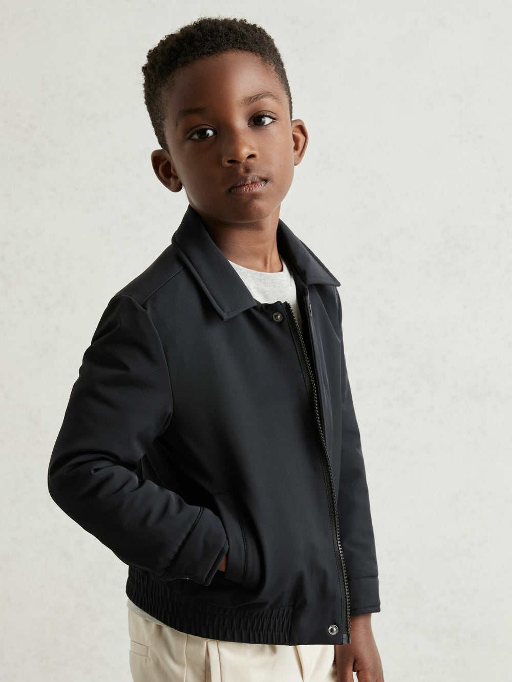 Reiss | 13-14 yrs Zip Through Harrington Jacket in Blue