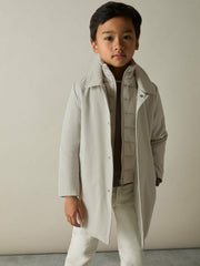 Reiss | 3-9 yrs Gabardine Coat with Removable Gilet in Stone