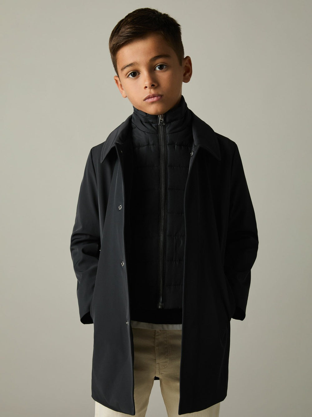 Reiss | 3-9 yrs Gabardine Coat with Removable Gilet in Navy