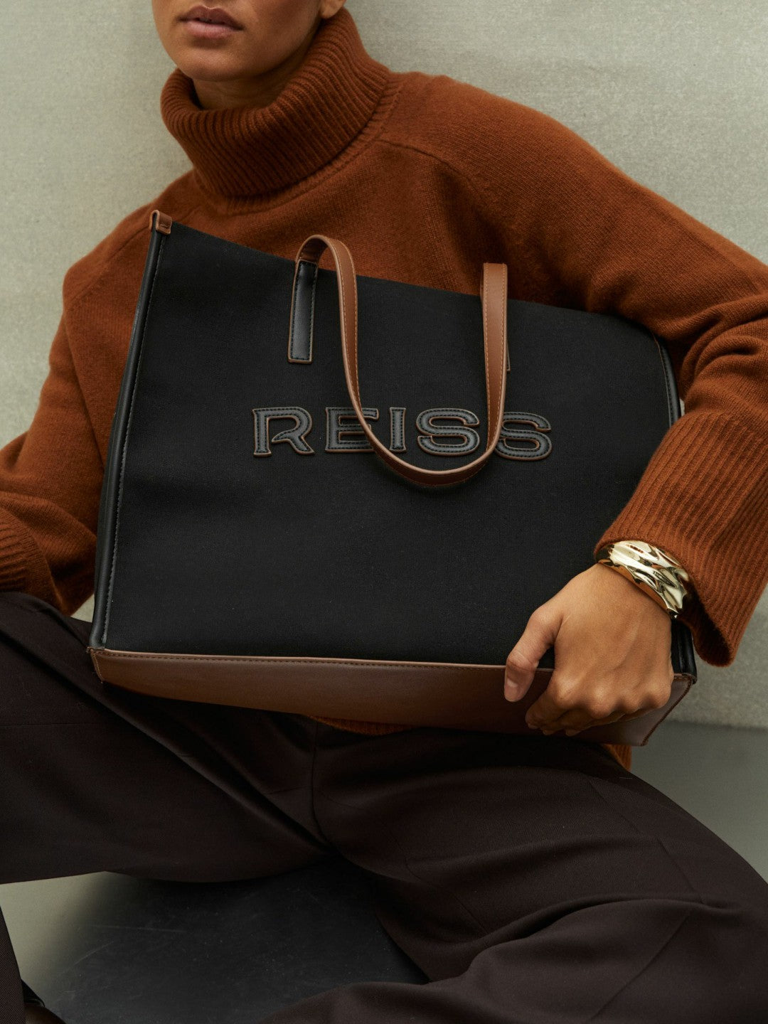 Reiss | Canvas Logo Tote Bag in Black