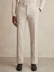 Reiss | Check Regular-Fit Suit Trousers in Stone