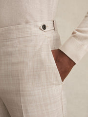 Reiss | Check Regular-Fit Suit Trousers in Stone