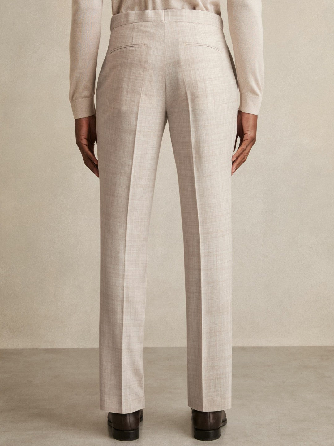 Reiss | Check Regular-Fit Suit Trousers in Stone