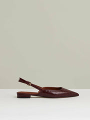 Reiss | Leather Slingback Ballerina Pumps in Oxblood