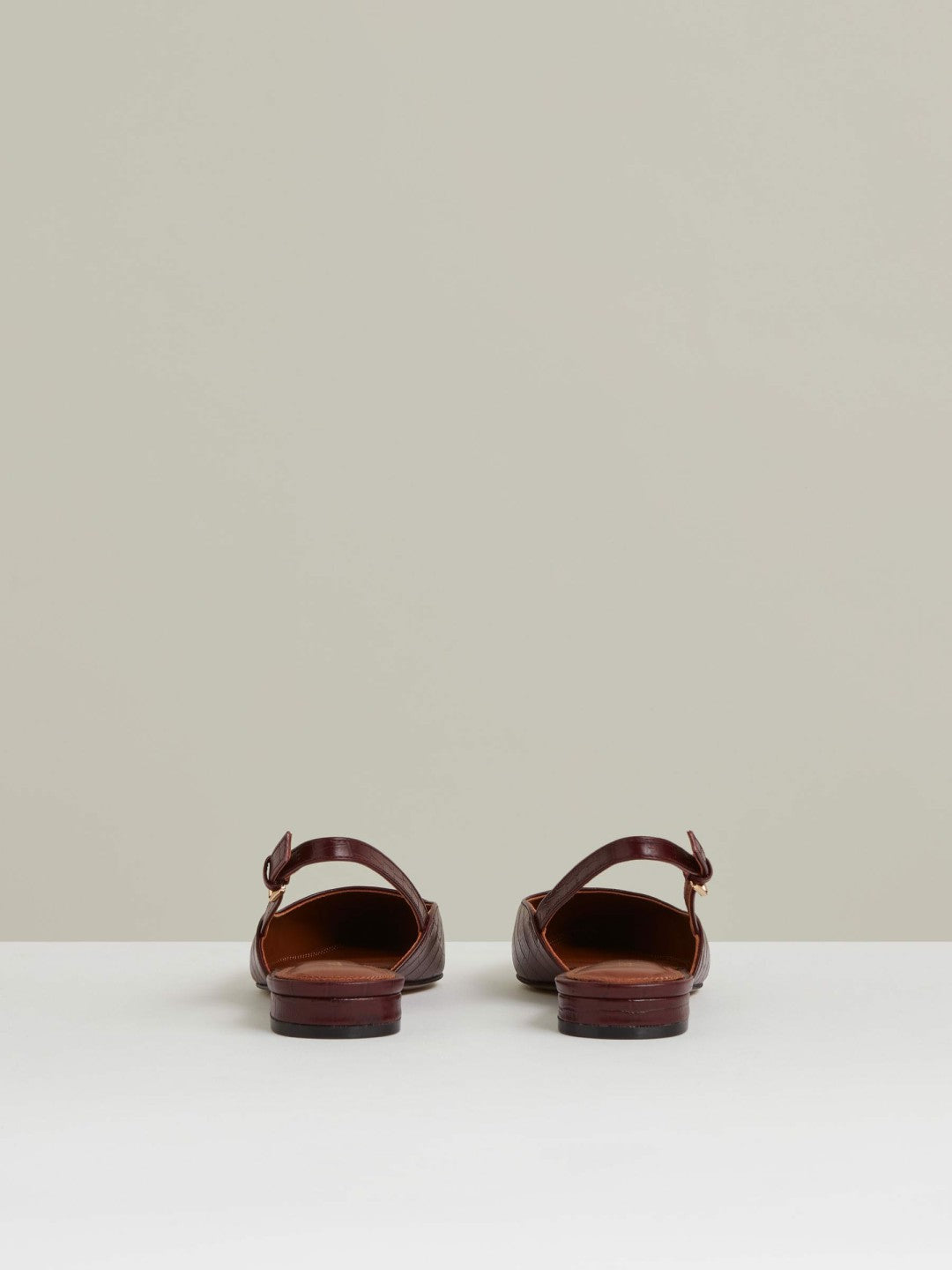 Reiss | Leather Slingback Ballerina Pumps in Oxblood