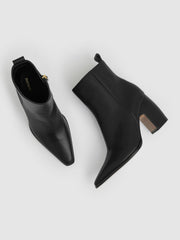 Reiss | Leather Blocked Heel Ankle Boots in Black
