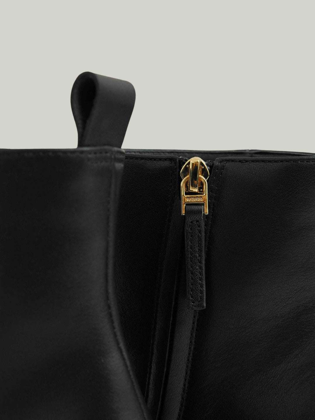 Reiss | Leather Blocked Heel Ankle Boots in Black