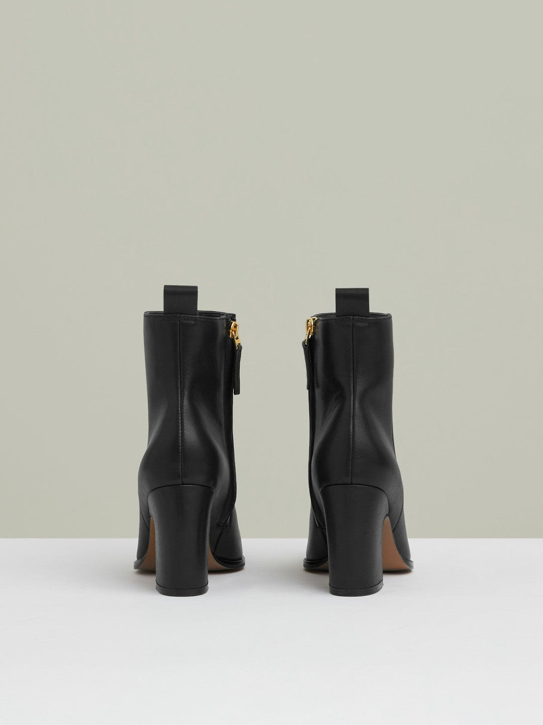 Reiss | Leather Blocked Heel Ankle Boots in Black
