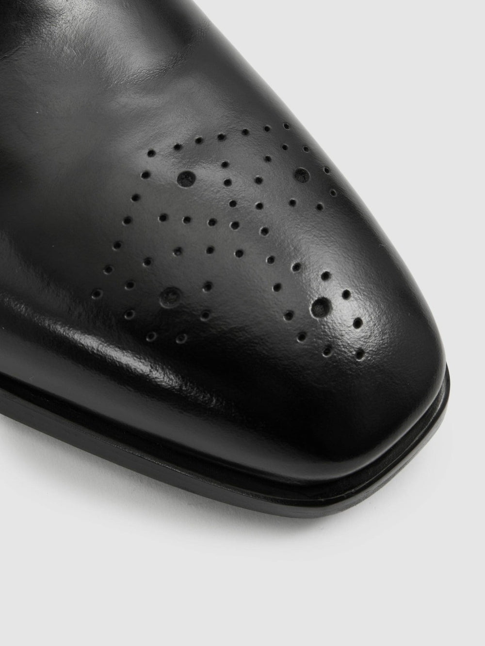 Reiss | Leather Brogue Detail Lace-Up Shoes in Black