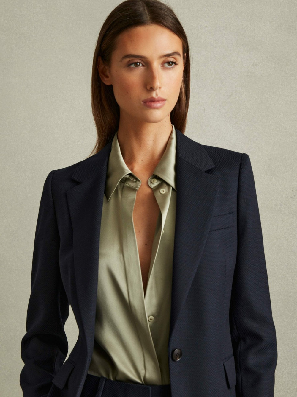 Reiss | Textured Single Breasted Suit Blazer in Navy