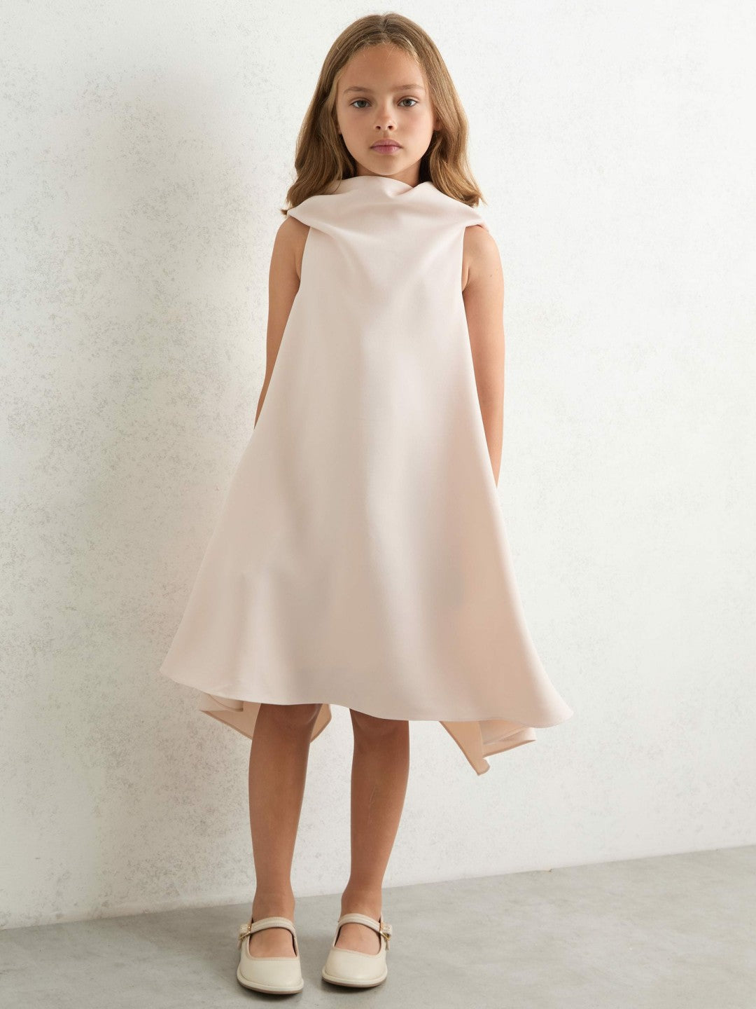 Reiss | 3-9 yrs High-Neck Drape Back Dress in Pink