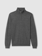 Reiss | Merino Wool Half-Zip Jumper in Derby Grey Marl
