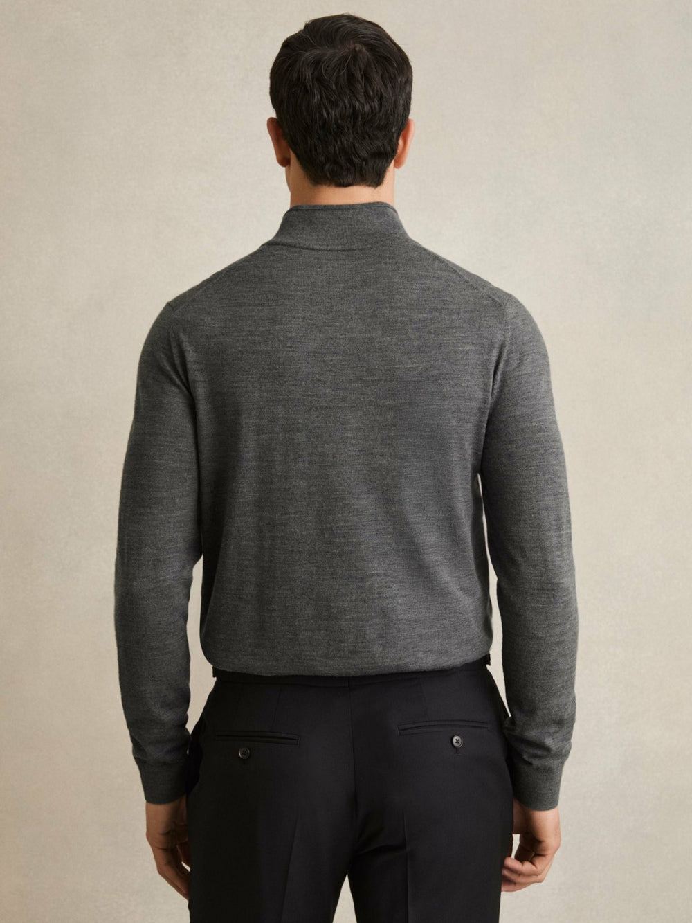 Reiss | Merino Wool Half-Zip Jumper in Derby Grey Marl