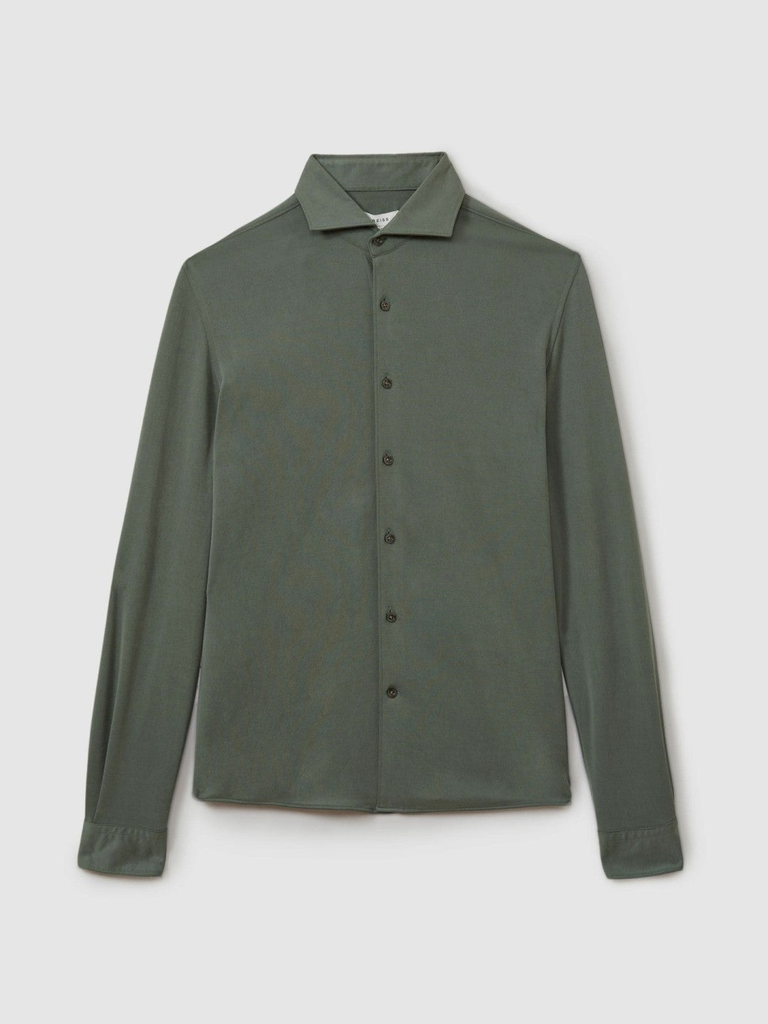 Reiss | Modal Blend Cutaway Collar Shirt in Green Smoke