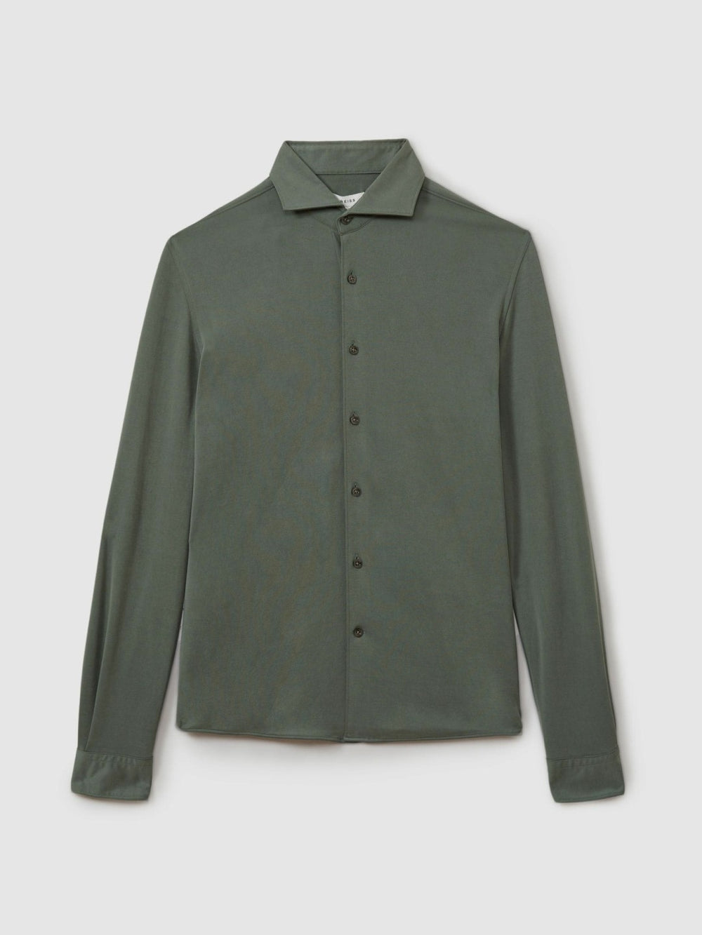 Reiss | Modal Blend Cutaway Collar Shirt in Green Smoke