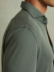 Reiss | Modal Blend Cutaway Collar Shirt in Green Smoke