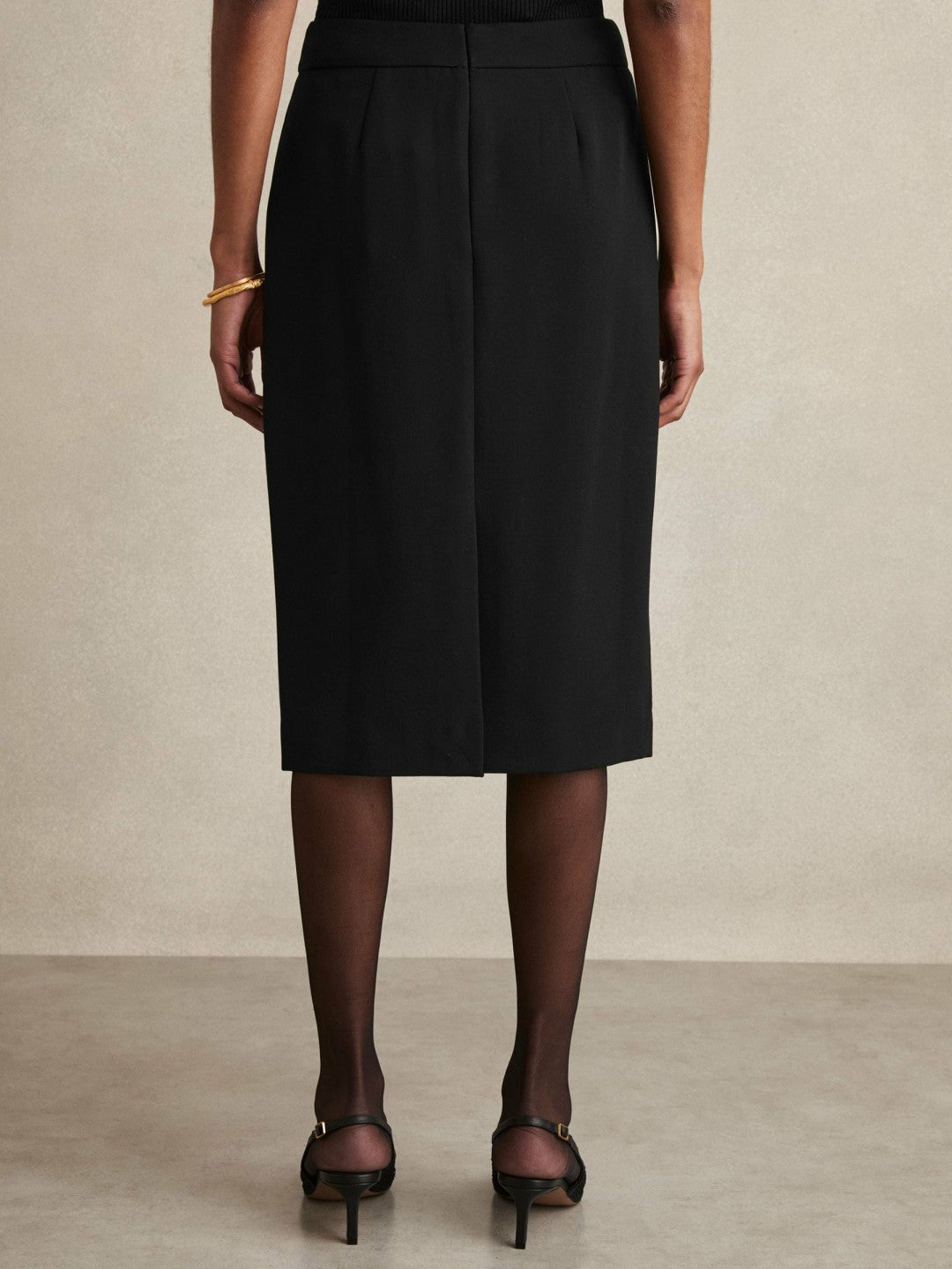 Reiss | Petite Tailored Midi Suit Skirt in Black